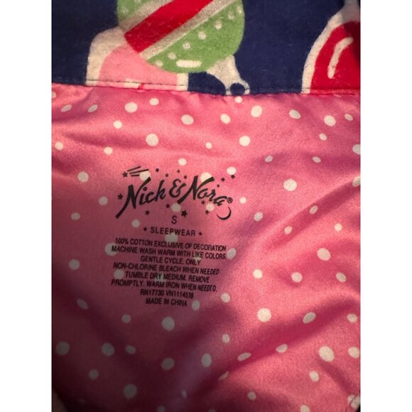 Nick And Nora Women's Holiday Cocktail Print Cotton Flannel Pajama Shirt - Picture 3 of 7